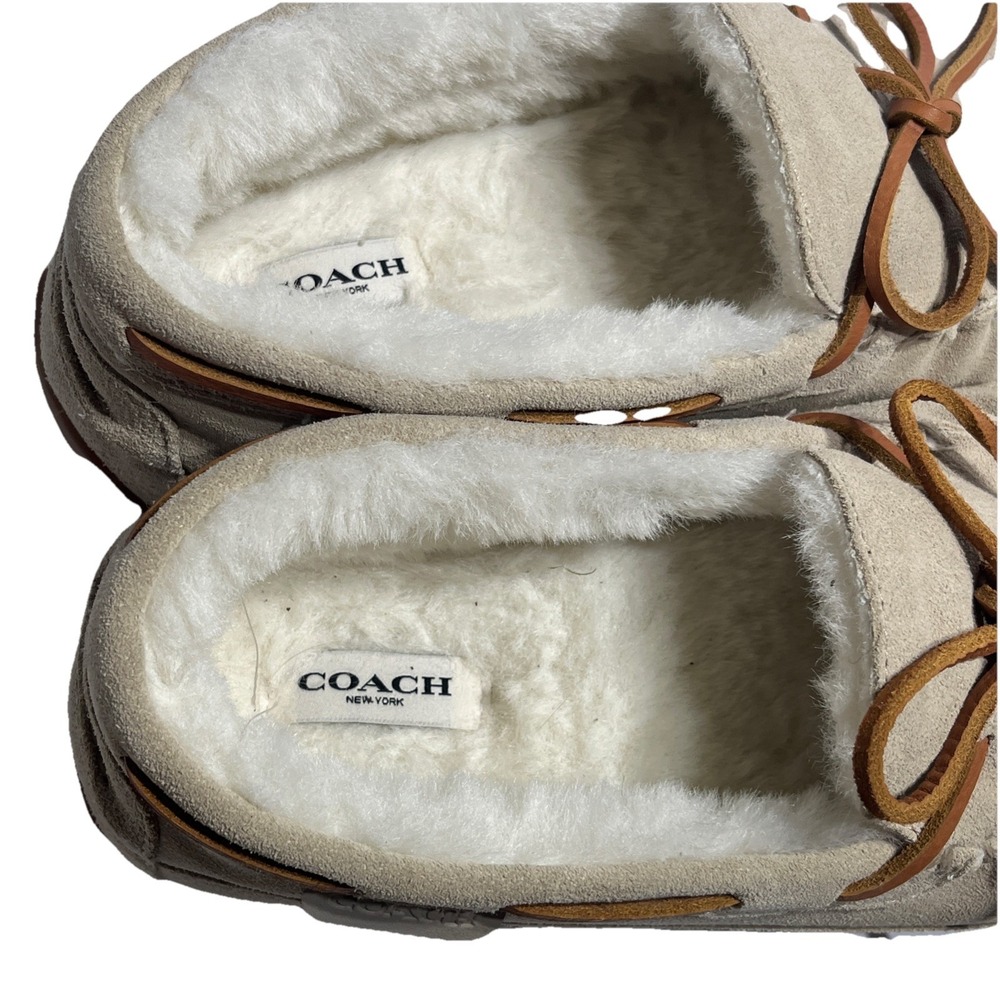 Coach Shearling Slipper Moccasin CC743  Men's Size 9 D Khaki Suede Slip-On NWOT - Picture 8 of 14